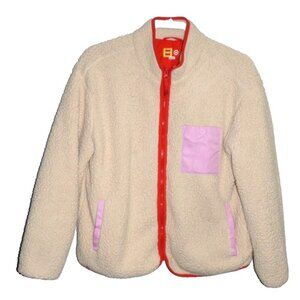 LEGO Sherpa lightweight Jacket beige with red/orange trim Women's size L